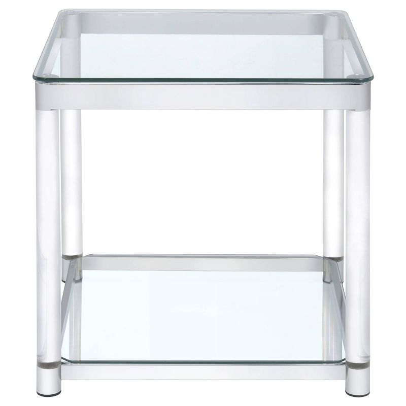Anne Acrylic End Table with Glass Top and Shelf Chrome - Coaster, 4 of 5