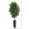 Nearly Natural 5-ft Ficus Artificial Tree in Gray Planter - image 2 of 4