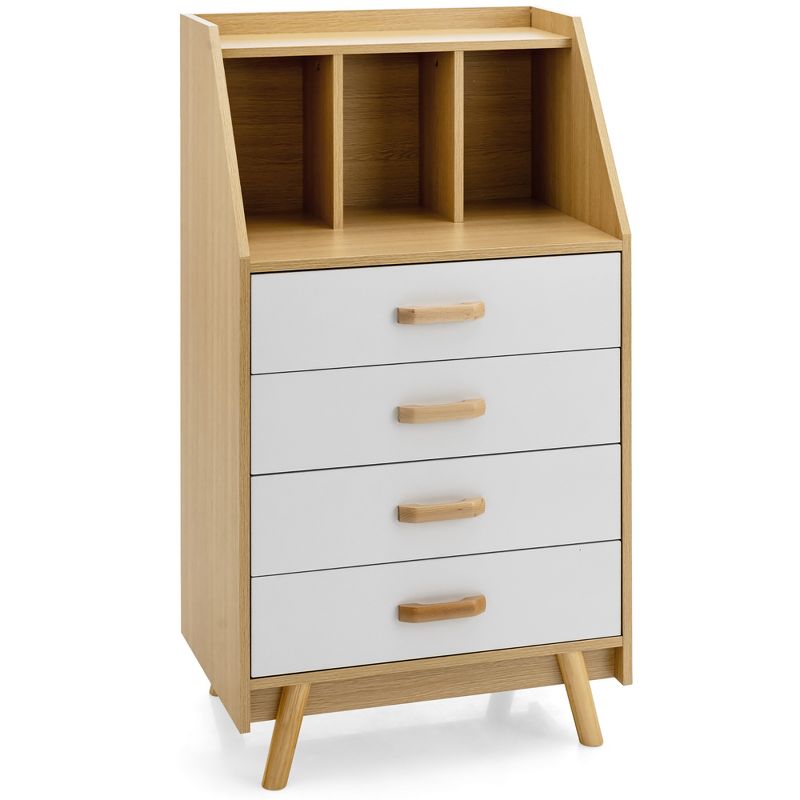 Costway 3-Cube Chest of Drawers Storage Organizer 4-Drawer Dresser with Countertop, 1 of 11
