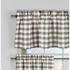 Kate Aurora Complete 3 Piece Country Farmhouse Plaid Kitchen Curtain Tier & Valance Set - Muted Taupe - 2 of 3