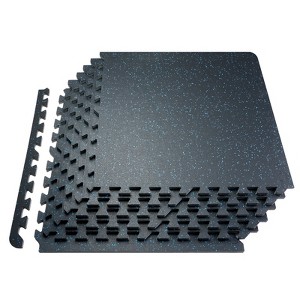 VEVOR 0.56 Inch Thick Gym Floor Mats, 6 Tiles Rubber Top with EVA Foam, 24" x 24" Gym Flooring Workout Mats with 24 sq.ft Coverage, Black - 1 of 4