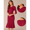 Allegra K Women's Fishtail 3/4 Sleeve Work Vintage Bodycon Dress - 2 of 4
