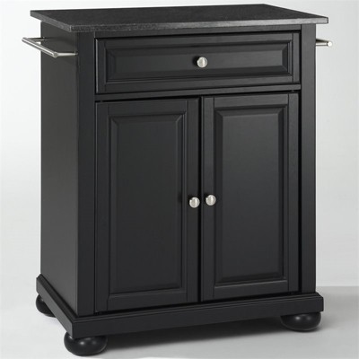 Wood Solid Black Granite Top Kitchen Island in Black - Bowery Hill