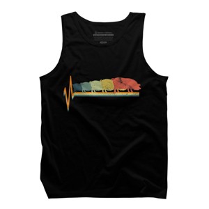 Men's Design By Humans Heart Beat Retro Rainbow Pig By Luckyst Tank Top - 1 of 2