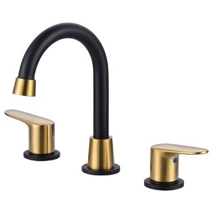 WOWOW 8 in. Widespread Double Handle Bathroom Sink Faucet in Brushed Nickel - 1 of 4