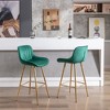 26" Velvet Fabric Counter Height Bar Stools Set of 2 with Chrome Footrest and Metal Legs for Kitchen, Dining, or Bar - 4 of 4