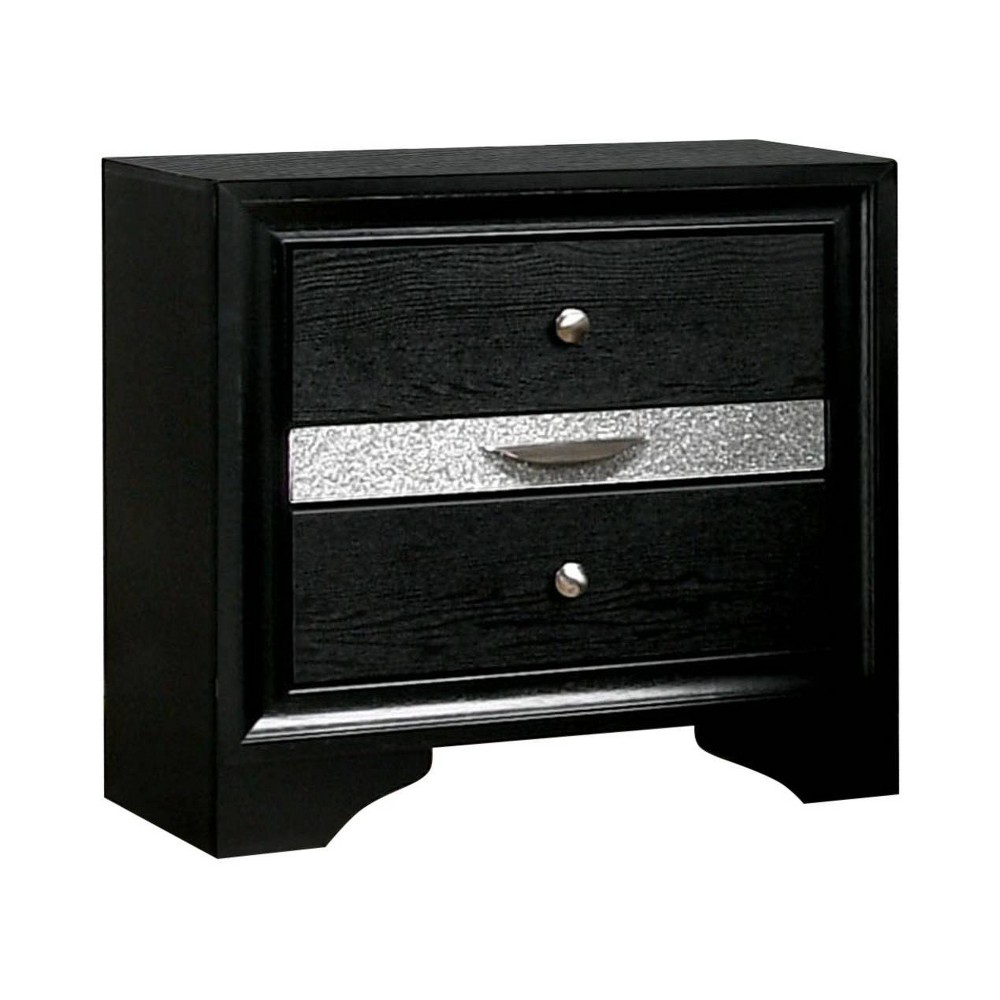 Photos - Storage Сabinet Oak Creek 3 Drawer Nightstand Black - miBasics