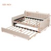 PAGED Twin Size Velvet Fabric Daybed Modern Wooden Bed Frame with 2 Storage Drawers for Bedroom and Living Room - 3 of 4