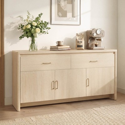 Spruce & Spring 59" Curved Buffet Sideboard with Fluted Front & Metal Handles — фото 3