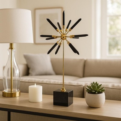 Decorative Crystal Starburst Statue with Base for Home Decor - Stylish Sculpture Accent for Office, Shelf, and Living Room Decor