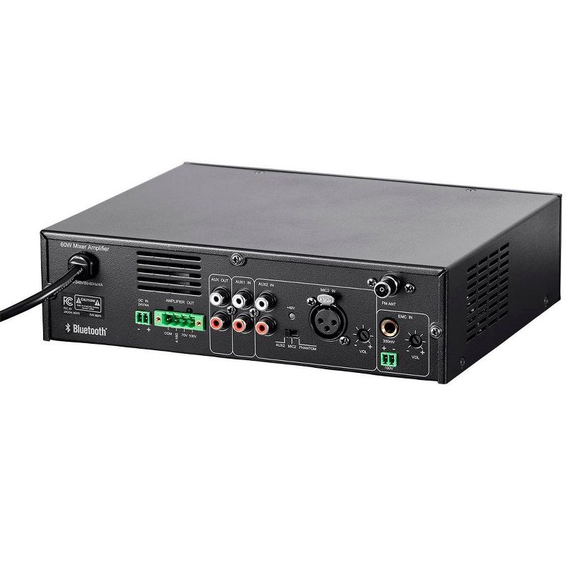 Monoprice Commercial Audio 60W 3ch 100/70V Mixer Amp with Built-in MP3 Player, FM Tuner, And Bluetooth Connection, 5 of 6