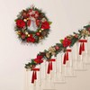 30 Inch Christmas Wreath with Lights, Lighted Large Outdoor Christmas Door Wreath with 40 Battery Operated - 2 of 4