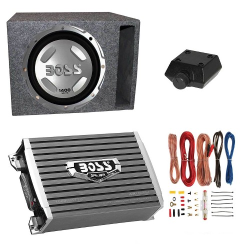 Boss Audio 12" 1400w Car Audio Subwoofer & 1500w Mono Class A/b Amplifier With 8 Gauge Wiring Kit & Single 12" Enclosure Box Target