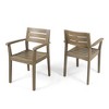 VASIP Outdoor Acacia Dining Chairs, Weathered Wood Chairs, Set of 2, Slatted Seat and One Open Back for Kitchen Patio Backyard Deck - 4 of 4