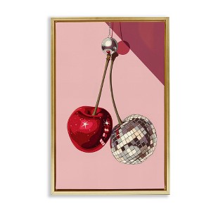 Stupell Industries Dazzling Disco Cherries Black Framed Floater Canvas Wall Art - 1 of 4