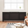 vidaXL Radiator Cover with Top Shelf, Hide Cluttered Pipes, MDF, 55.5-80.7''x7.5''x32.1'', Black - 3 of 4