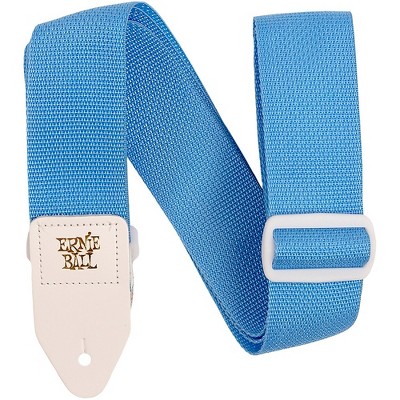 Ernie Ball Polypro White Leather Guitar Strap Soft Blue