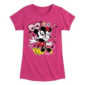 Girls' - Disney - Mickey Minnie Heart Fitted Short Sleeve Graphic T-Shirt - 1 of 4
