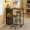 3-Piece Small Bar Table and Chairs Set – Space Saving Pub Table with Storage Drawer & Shelf, Retro - 2 of 4