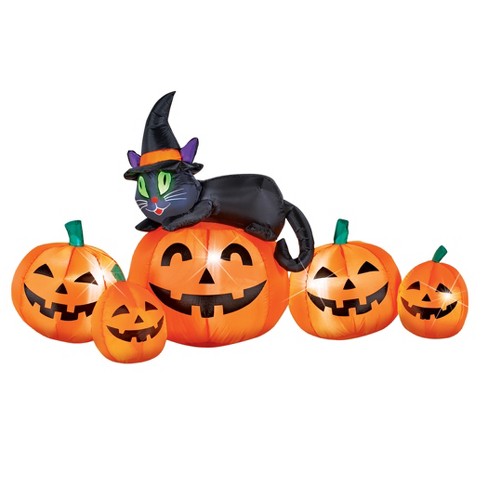 Collections Etc Pumpkin & Witch Cat Halloween Outdoor Inflatable Decoration 61 X 28 X 36 - image 1 of 2