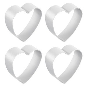 Unique Bargains Heart Shaped Silver Aluminum Alloy Non-Stick Cookie Cutter 2.1 Inch x 2.1 Inch x 0.78 Inch 4 Pcs - 1 of 4