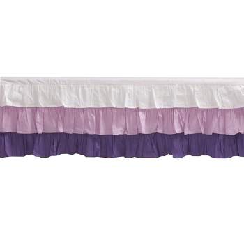  Bacati - 3 Layer Ruffled Crib/Toddler Bed Skirt - White/Lilac/Purple