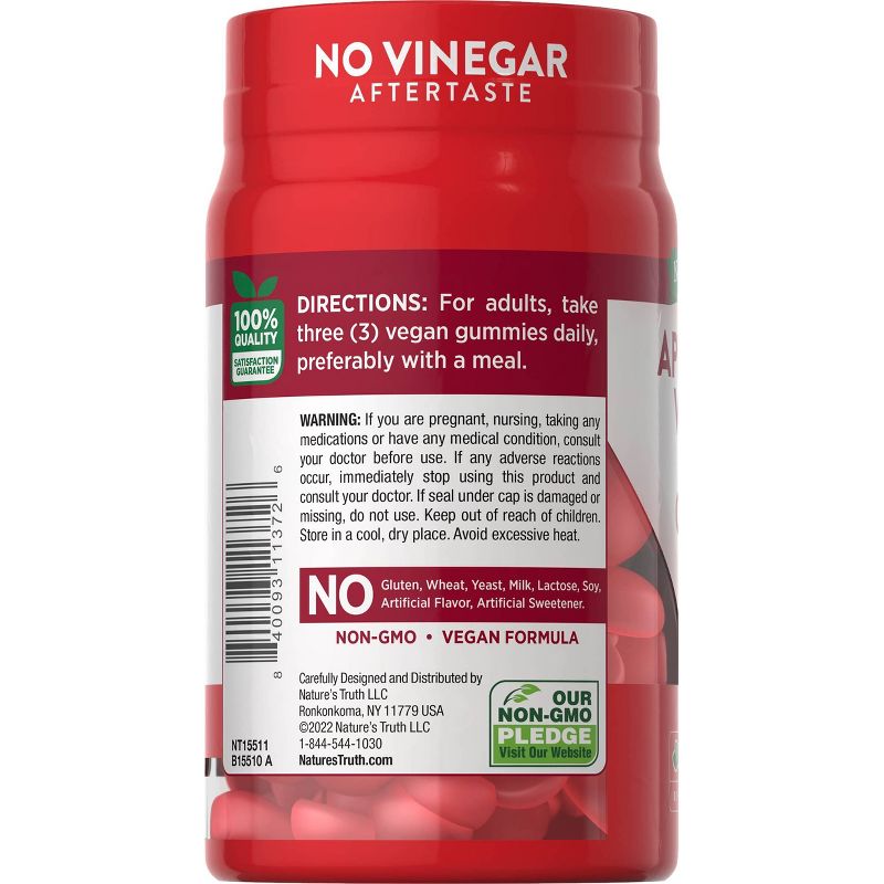 Nature&#39;s Truth Apple Cider Vinegar 600mg Vegan Gummies - Apple - 75ct, 4 of 5