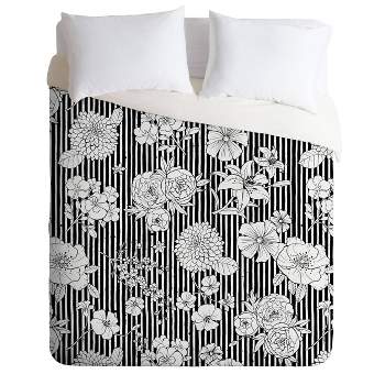 Ninola Design Flowers and Stripes Duvet Set - Deny Designs