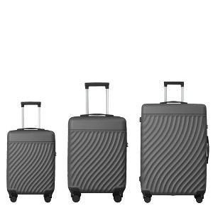 3-Piece ABS Hardshell Luggage Set, Suitcases with Spinner Wheels and TSA Lock (20", 24", 28"), Grey - 1 of 4