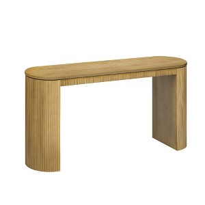 TiramisuBest Curved Design Console Table with Unique Vertical Stripe Design ,Suitable for Living Room,Study and Entrance,Black - 1 of 4