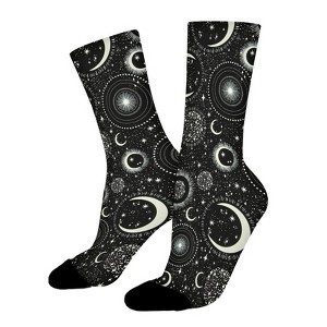 Moon & Stars Women Printed Crew Socks Funny Funky Socks Soft Polyester Novelty Gifts for Artists Men - 1 of 1