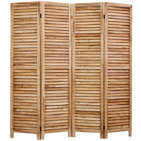 Legacy Decor 4 Panel Room Divider Full Length Wood Shutters Louver ...