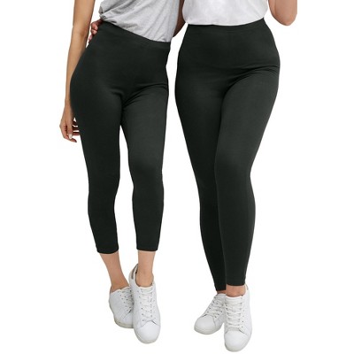 Ellos Women's Plus Size 2-pack Leggings, 1x - Black : Target