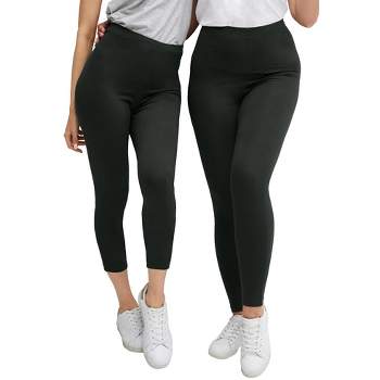 Women's Pack Of 3 Plus Size Leggings Brown/multi, Black/multi, Navy/fuchsia  One Size Fits Most Plus - White Mark : Target