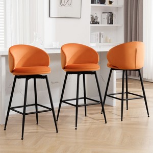 Bekrvio 30" Bar Height Stools - Swivel Velvet Barstools with Back, Modern Upholstered High Chairs for Kitchen Counter, Home Pub - 1 of 4