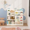 KWPZQEB Kids Bookshelf and Toy Storage Organizer, Multifunctional 6 Tier Wooden Bookcase with 4 Tier Toy Storage for Playroom, classroom, White - 2 of 4