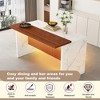 KWPZQEB 63" Modern Kitchen Island, Imitation Marble Rectangle Dining Table with LED & Grille Design for Dining Room, Living Room, Bar, Office - 4 of 4