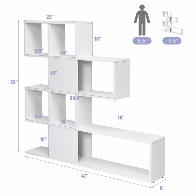Costway 5-Tier Bookshelf Corner Ladder Bookcase Display Storage Rack White, 2 of 11