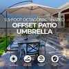 Four Seasons Courtyard 11.5 Foot Offset Patio Umbrella Octagonal Shaped Canopy Shade Outdoor Backyard Furniture with Aluminum Pole, Beige Fabric - image 2 of 4