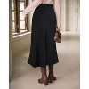 Cheetah Print Satin Midi Skirt - Women's High Waist A-Line Skirt with Elastic Waistband Black - 3 of 4