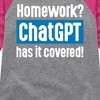 Girls' - Instant Message - Homework ChatGTP Has It Covered Shirt Tail Raglan Graphic T-shirt - 2 of 4