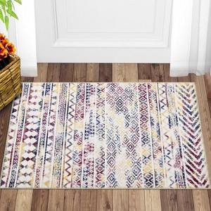 Bedroom Carpet, Indoor Bohemian Style Carpet, Soft Non-Slip, Machine Washable, Bedroom/Office/Living Room/Dining Room Soft Decorative Carpet - 1 of 4