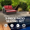 Four Seasons Courtyard Redington All-Weather Chic 3 Piece Outdoor Patio Seating Furniture Set with Cushioned Loveseat, Side Table, and Ottoman, Red - 2 of 4