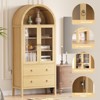 71" Tall Arched Kitchen Pantry Cabinet, Wooden Cupboard Storage Cabinet with Glass Doors & 2 Drawers, Freestanding Book Shelf with Adjustable Shelves - 4 of 4