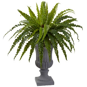 Nearly Natural 30-in Birds nest Fern Artificial Plant with Urn - 1 of 2