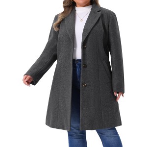 Women's Winter Notched Lapel Single Breasted with Pockets Pea Coats - Agnes Orinda - 1 of 4