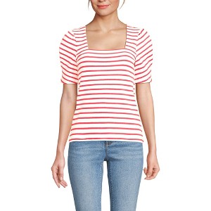 Lands' End Women's Puff Sleeve Mariner Square Neck Top - 1 of 3