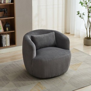 Corduroy Swivel Barrel Accent Chair,Modern 360° Swivel Armchair with Pillow and Round Base,Curved Back Armchair for Living Room Bedroom-Koiai - 1 of 4