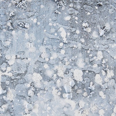 Winter Glaze Blue and White Abstract Embellished Canvas Art 15"x30"