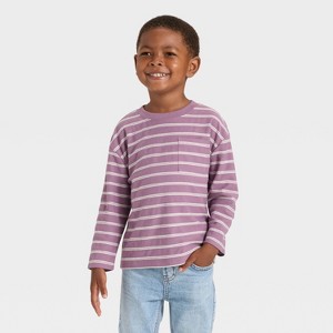 Toddler Boys' Long Sleeve Jacquard Striped Oversized T-Shirt - Cat & Jack™ - 1 of 3